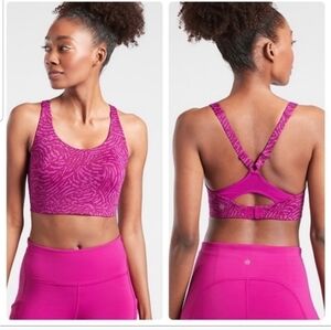 Athleta High Impact Advance Printed Sports Bra Size 38DD Racerback Fuchsia Pink